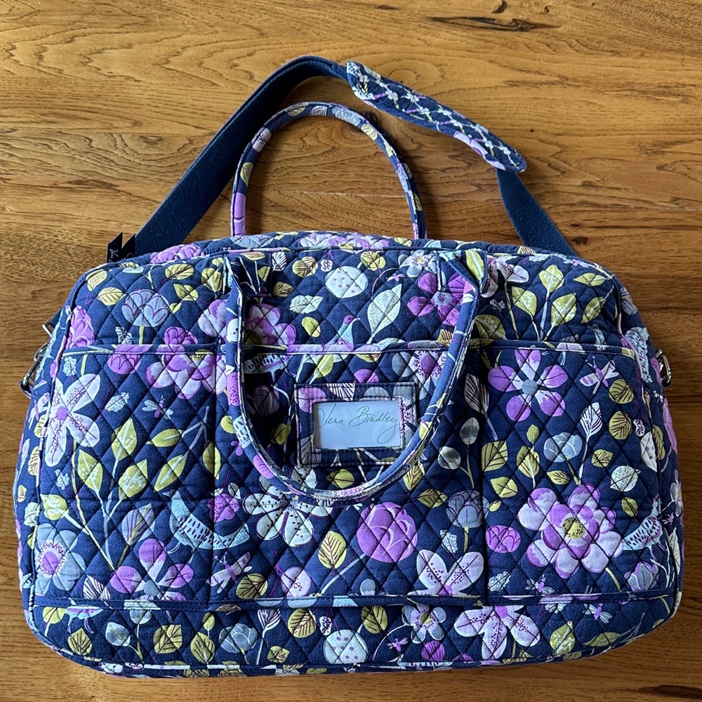 Vera Bradley Blue and Purple Floral Weekender Bag